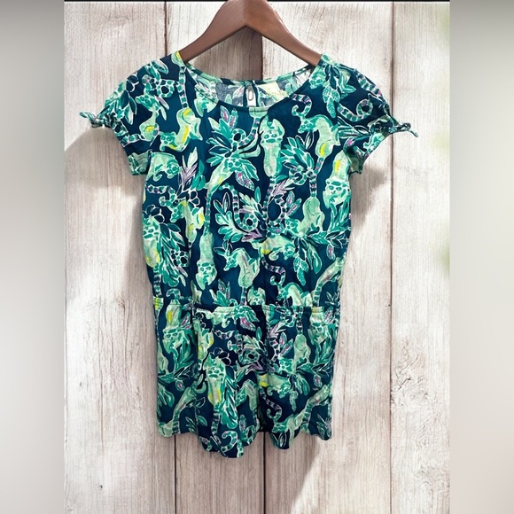 Lilly Pulitzer Girls Beacon T-Shirt Romper Tidal Wave In The Details size XL - Picture 1 of 7